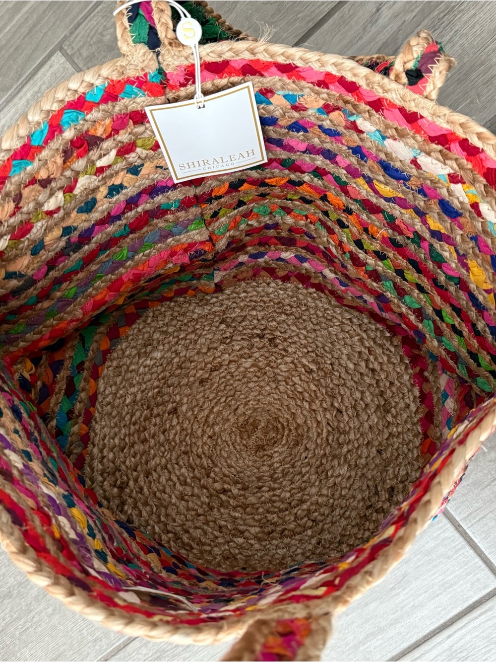 Shiraleah Colorful Striped Braided Jute Raffia Summer Vacation Tote NWT - Picture 5 of 7